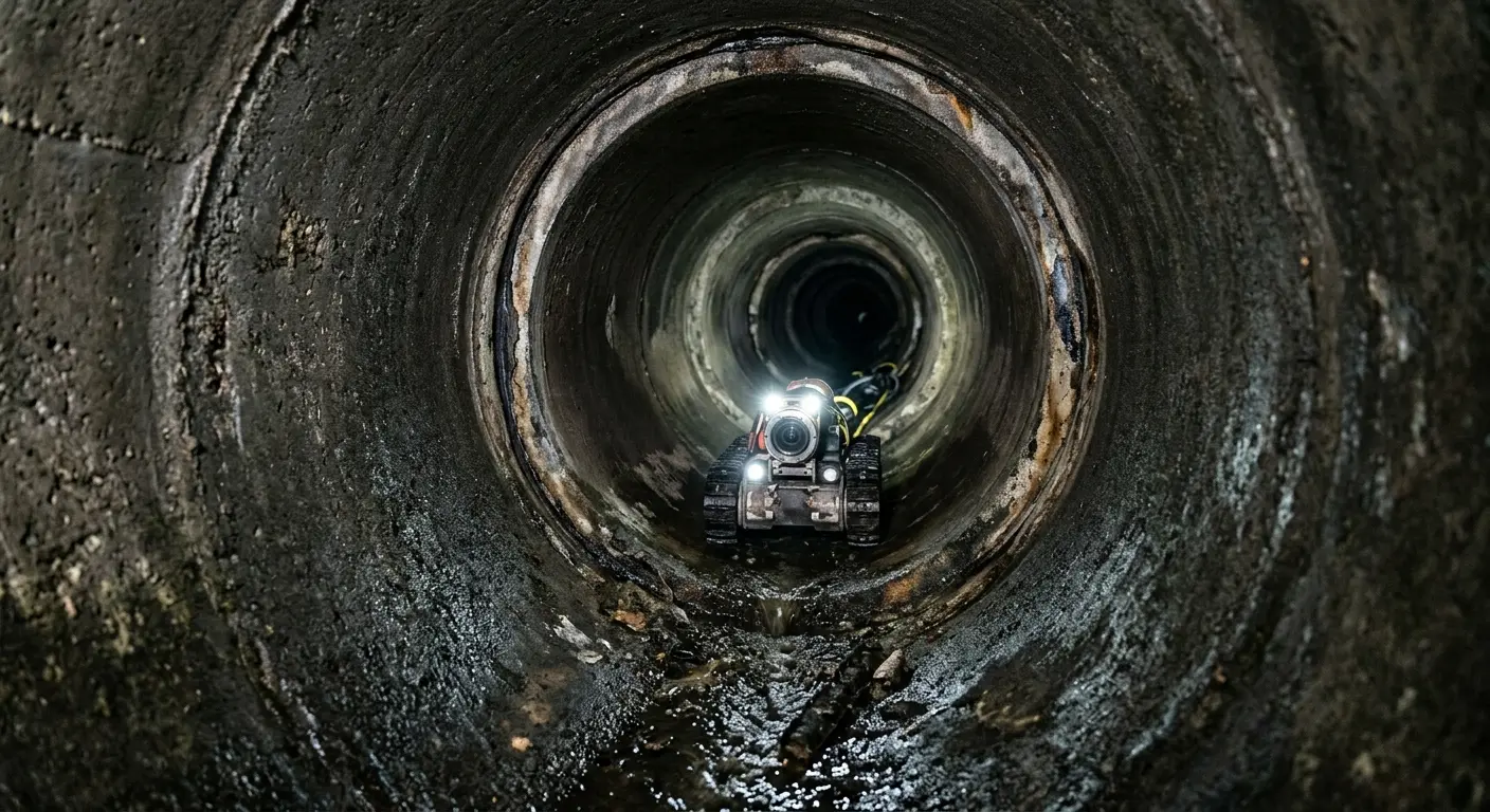 Robotic sewer camera inspecting pipe interior for Sewer Line Repair in Norwood